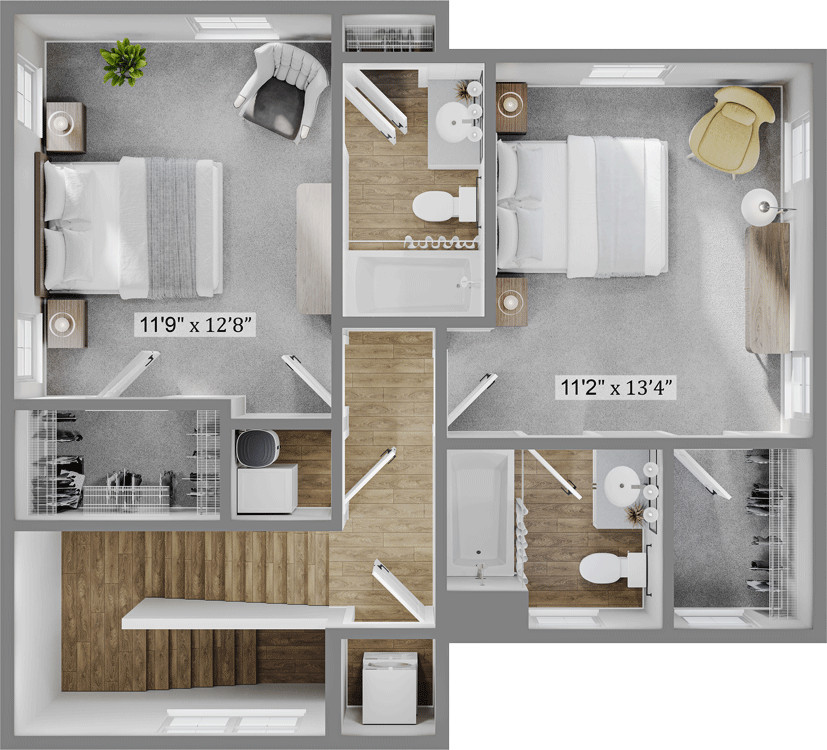 The Abode Floor Plan Rendering Upstairs