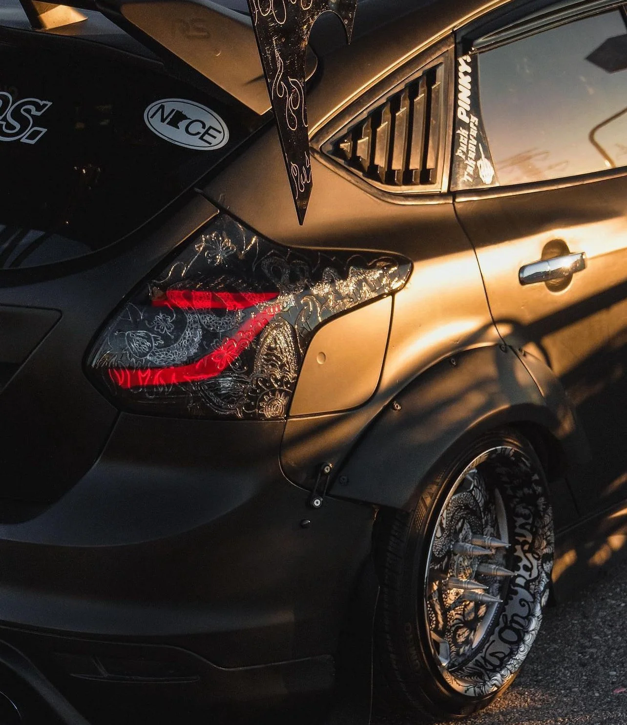 Engraved endplates, tail lights, and hand-painted wheel