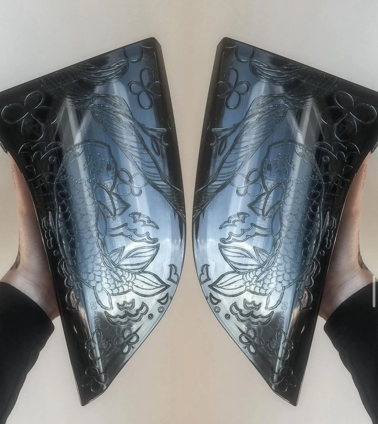 Engraved Tesla tail lights