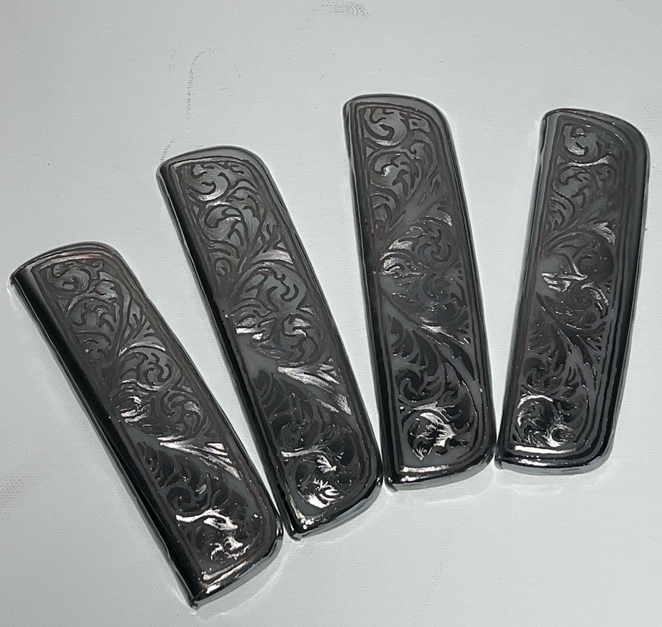 Engraved nickel-plated door handle covers