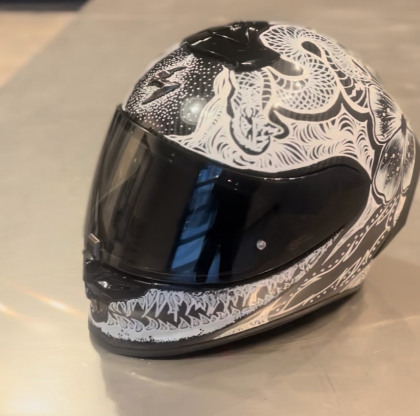 Hand-painted motorcycle helmet