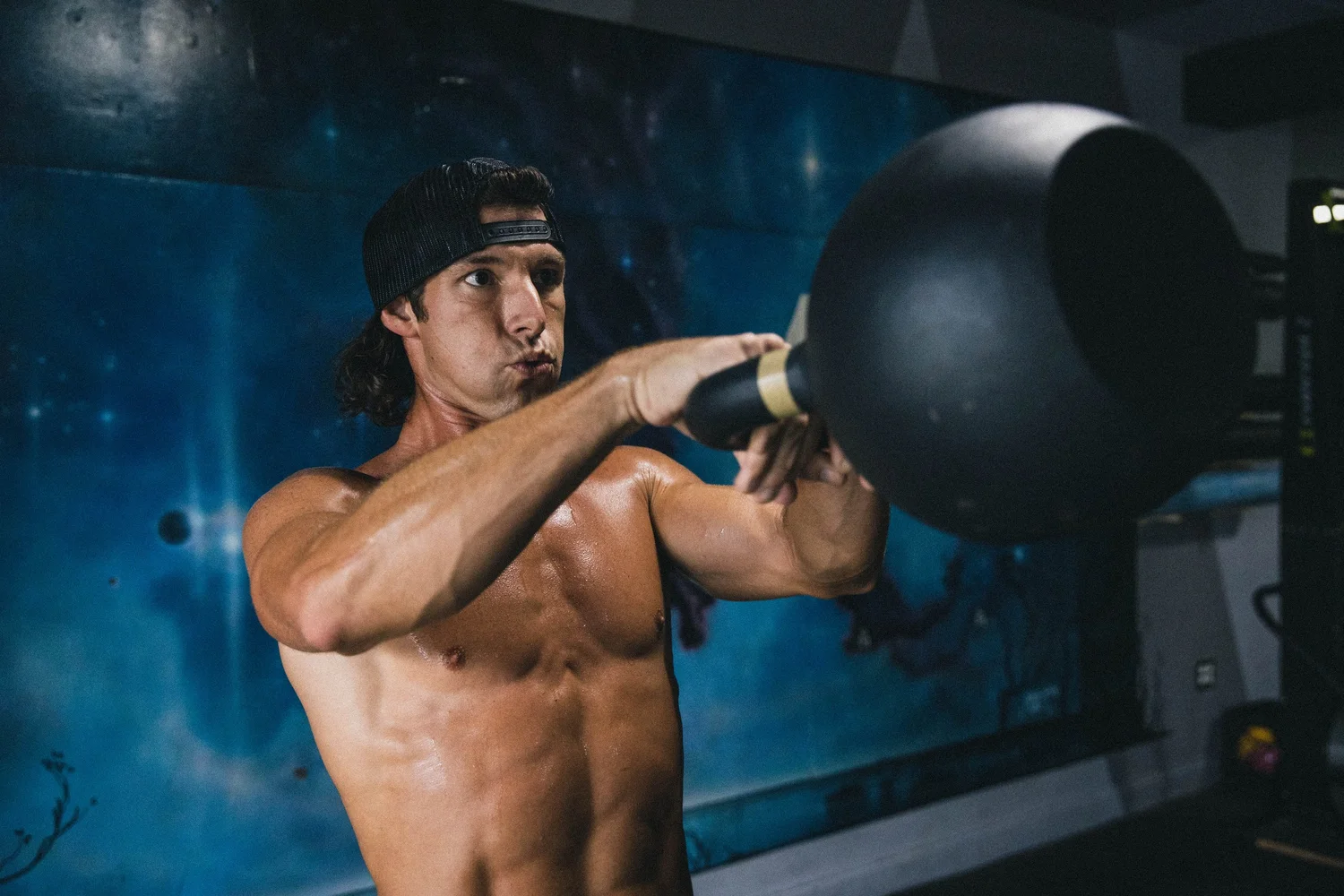 Adam Gooch training with a kettlebell