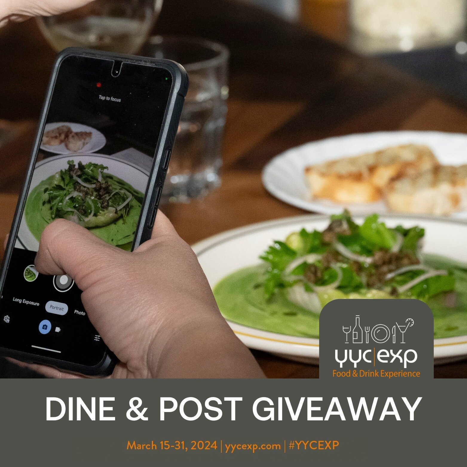 Reminder to post your favourite delicious food photos! Participate in the Dine &amp; Post Contest by posting a picture or video of your tasty meal at one of the 90 participating restaurants, tagging @foodanddrink.exp and using #yycexp! Both stories a