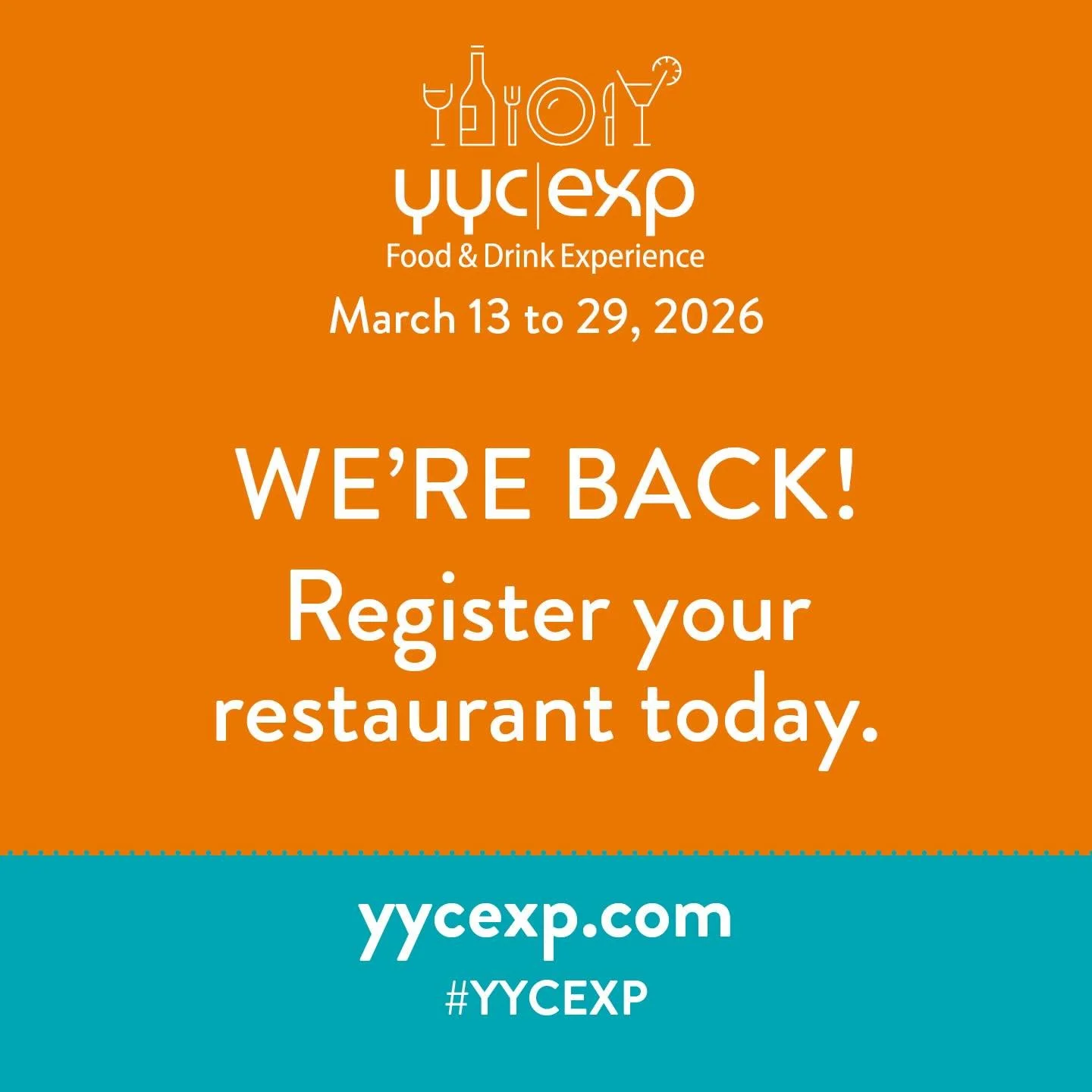 It&rsquo;s that time, YYC EXP is back in 2026! Restaurant registration is now open. Go to YYCEXP.com to register before January 19th! #yycexp