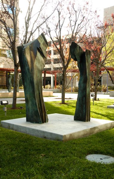 Conversation in the Tulip Garden-cast bronze-69Hx20.5Wx10D and 75.5Hx26Wx20D
