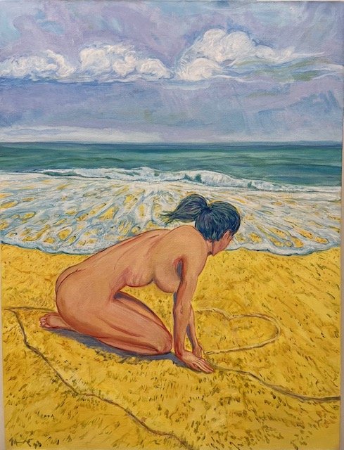 The Sand Writer 48" x 36" Acrylic on Canvas