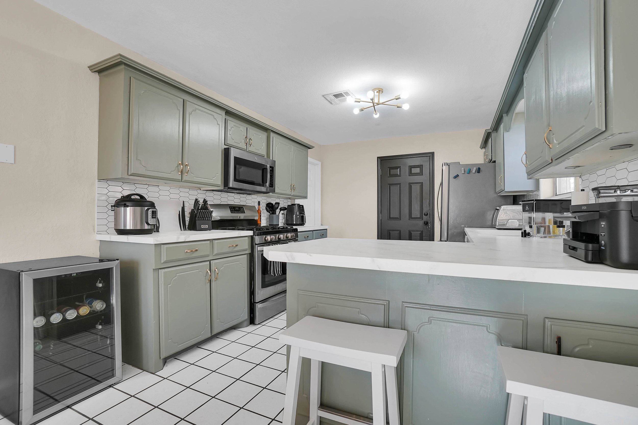 Stocked with everything you need, even a beer fridge