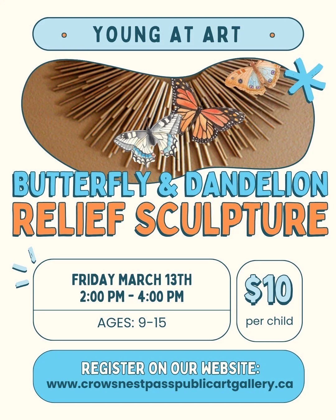 Young at Art - Butterfly and Dandelion Relief Sculpture