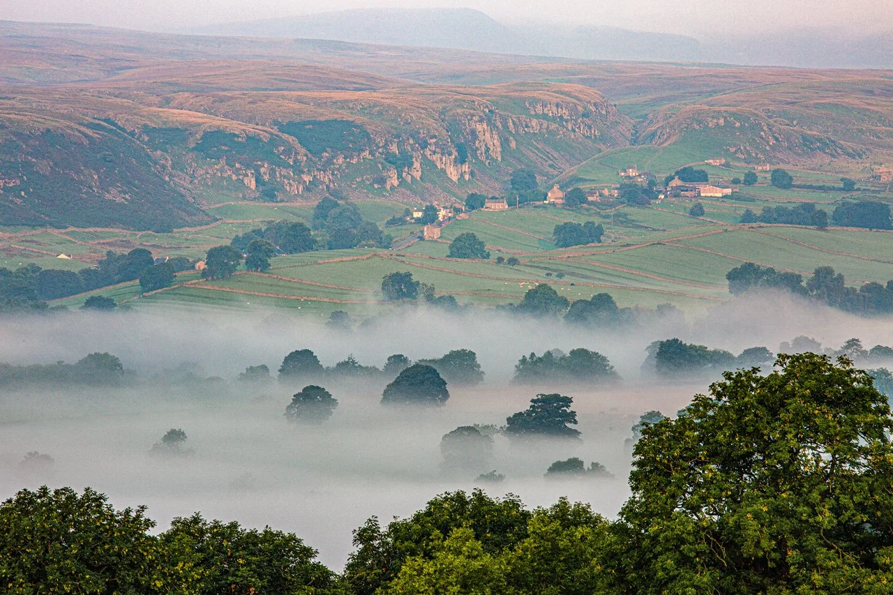 Holwick and Holwick Scars above mist