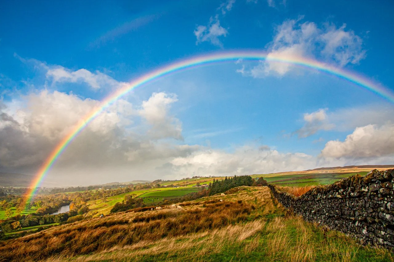 Wide rainbow over Whistle Crag