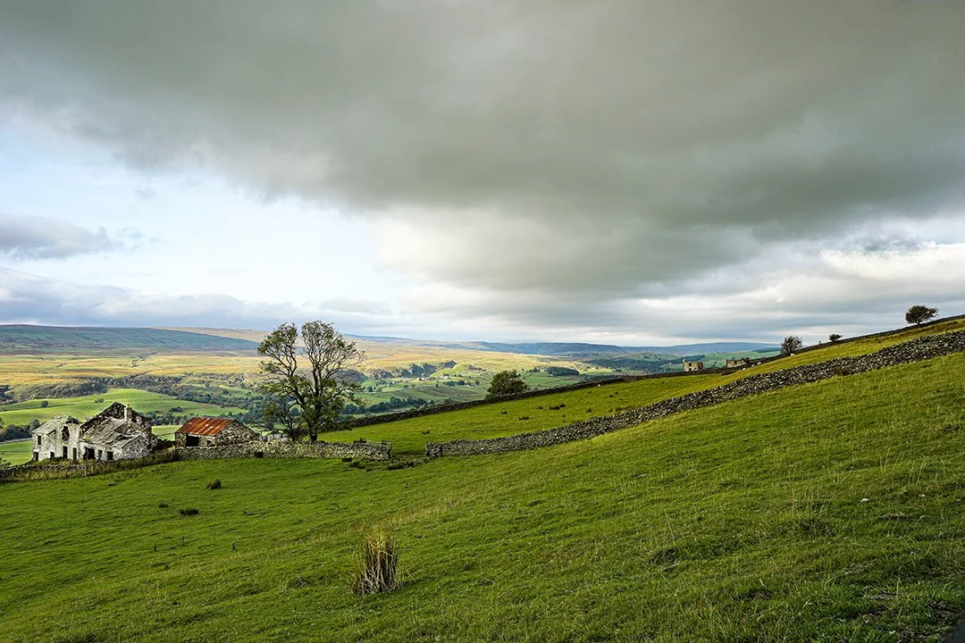 Ruined farms in view towards Holwick