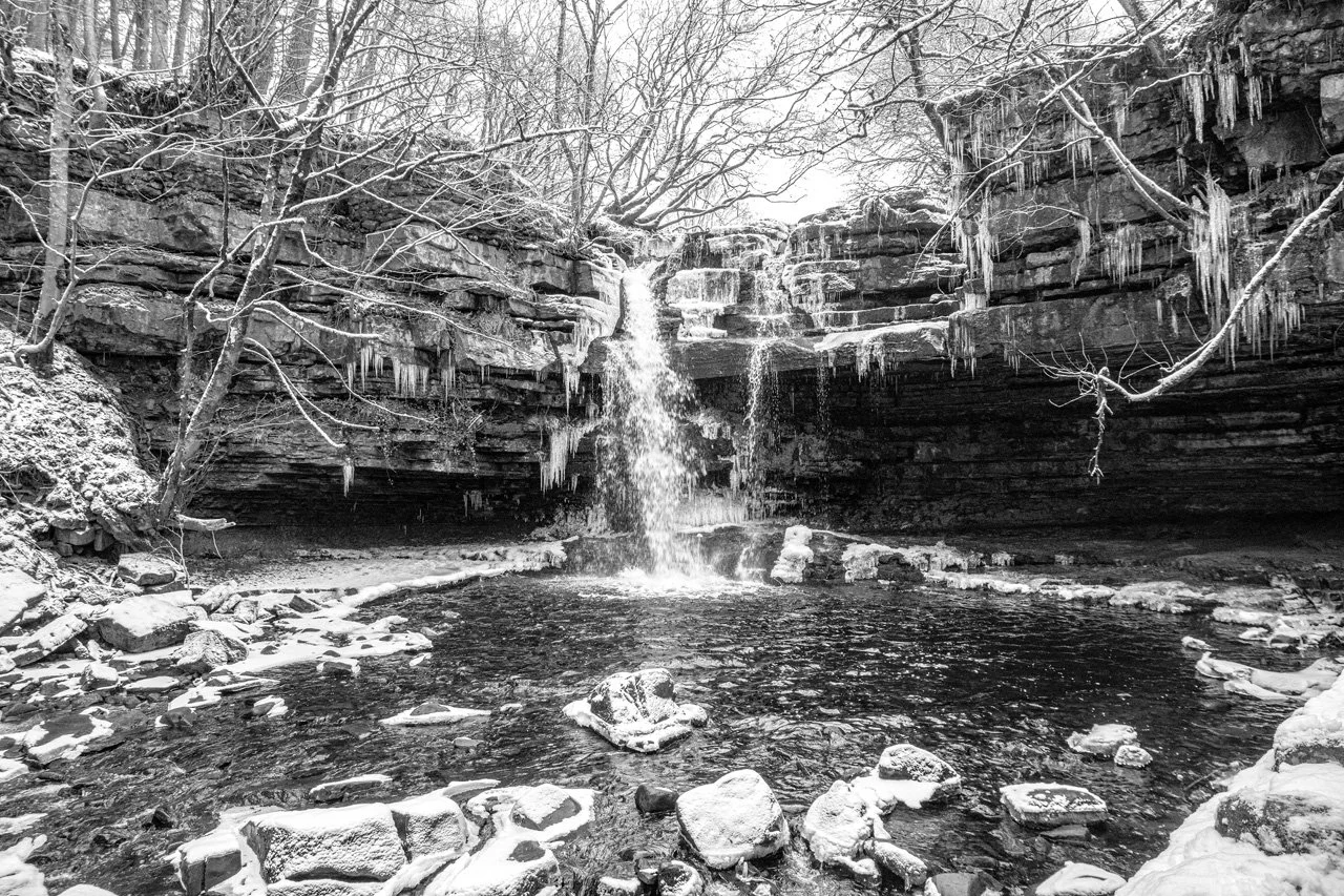 Summerhill Force and Gibson's Cave, winter