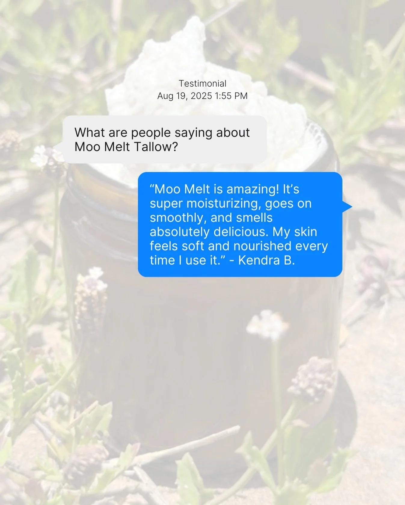 Curious what our customers are saying? See why our all-natural beef tallow is becoming a skincare favorite! 

#MooMelt #TallowSkincare #NaturalSkincare #GrassFedTallow #CleanBeauty #Rockin8Cattle #texasmade