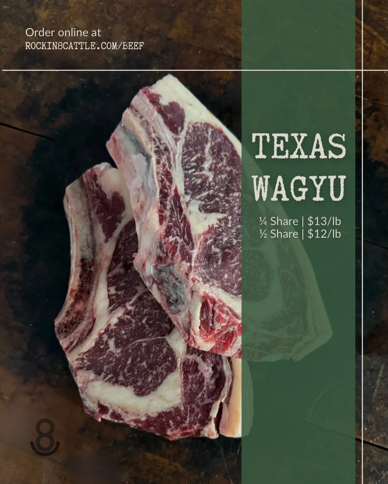 Rich marbling. Bold flavor. Raised in Texas.
Learn more and reserve your share: rockin8cattle.com/beef
