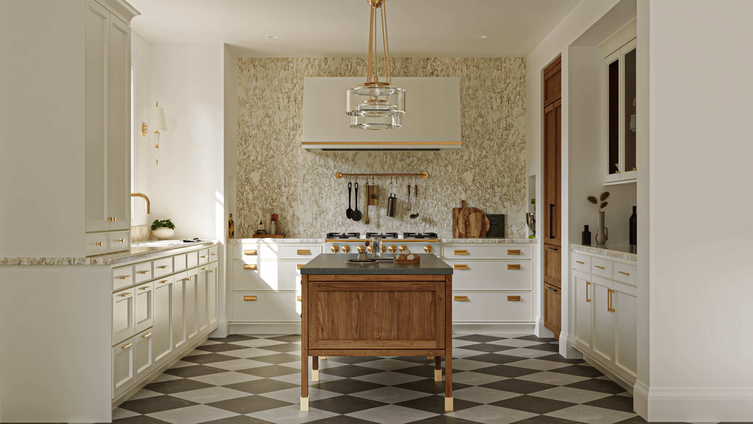Classic Stratford Kitchen with Checkboard Floors