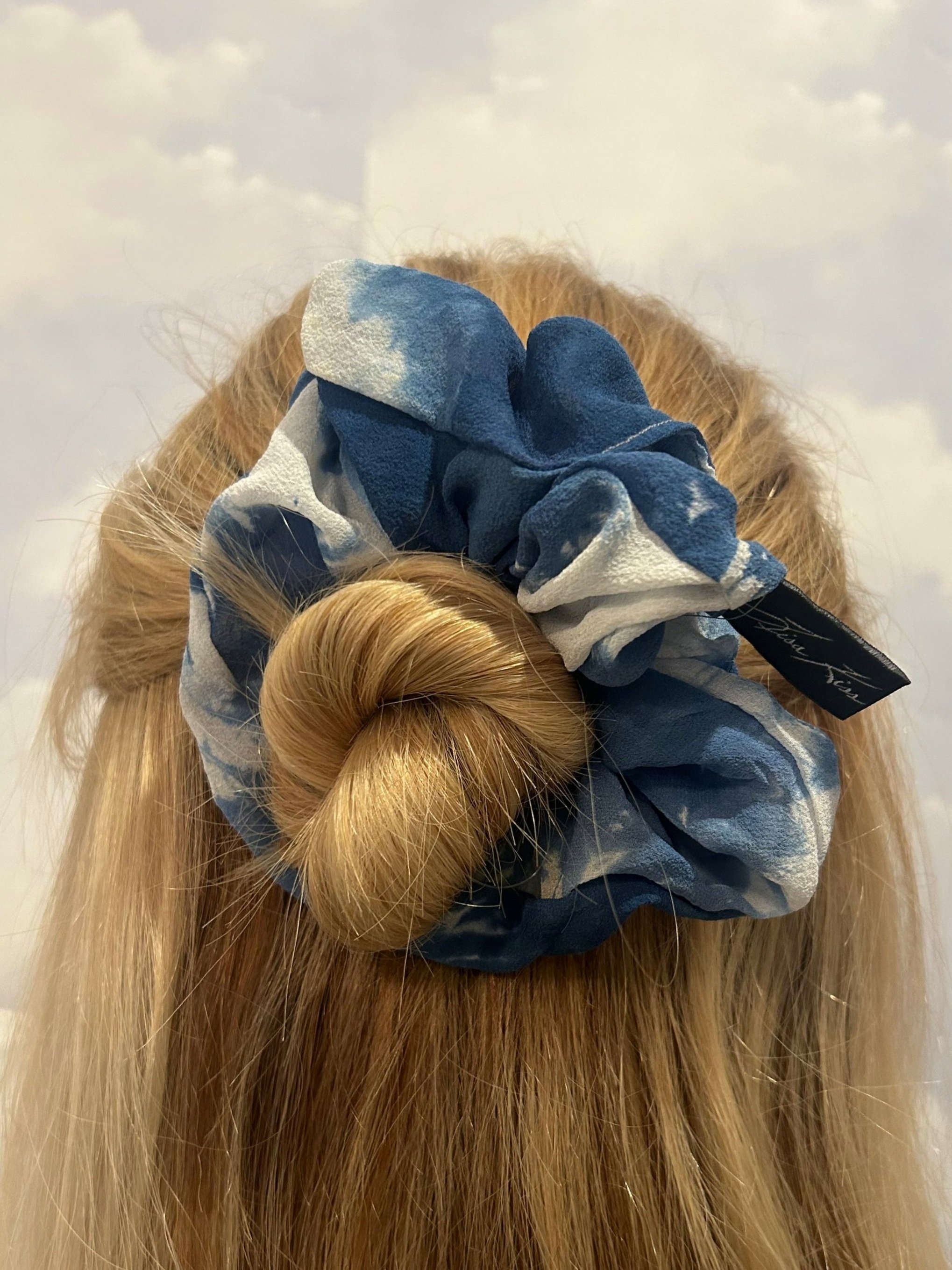 Hand-painted luxury silk hair scrunchie. Luxury silk hair tie.