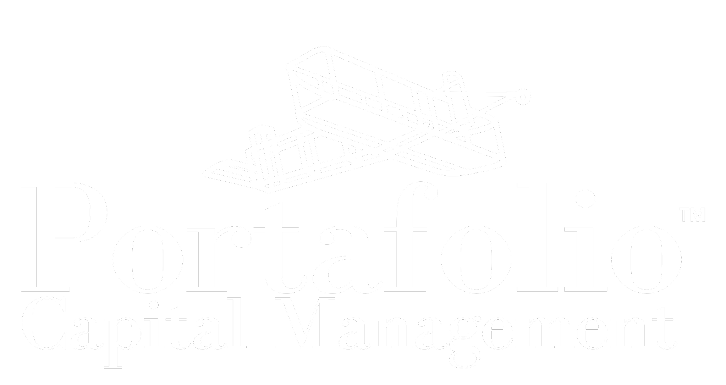 Logo for Portfolio Capital Management featuring a white wireframe yacht above the company name in white text on a black background.