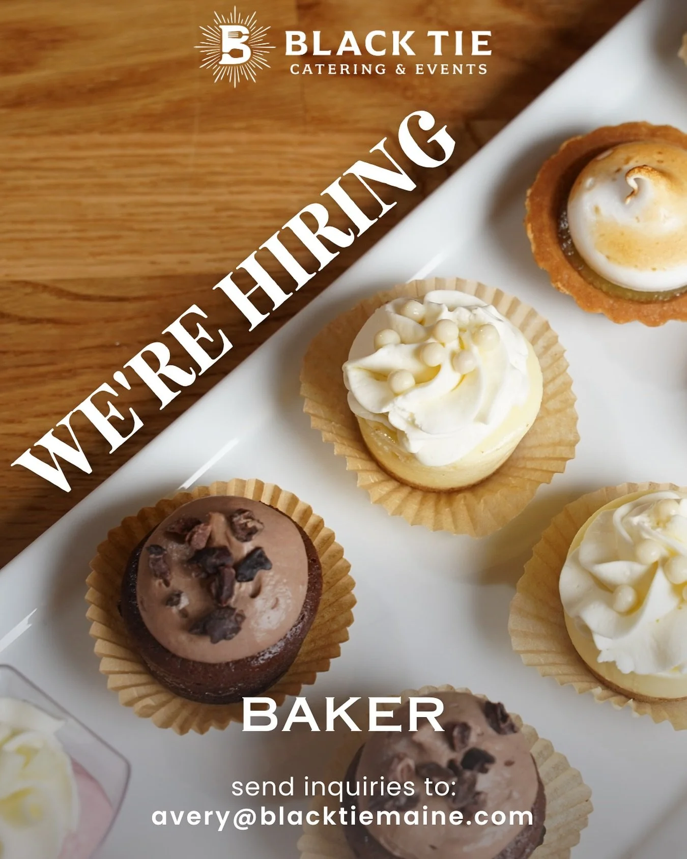 Black Tie is looking for a talented baker to join our team! 🧁

✨ What we&rsquo;re looking for:
✔️ 2+ years of experience in production &amp; scratch baking
✔️ Year-round position
✔️ Available ~30 hours per week

If you&rsquo;re ready to roll up your