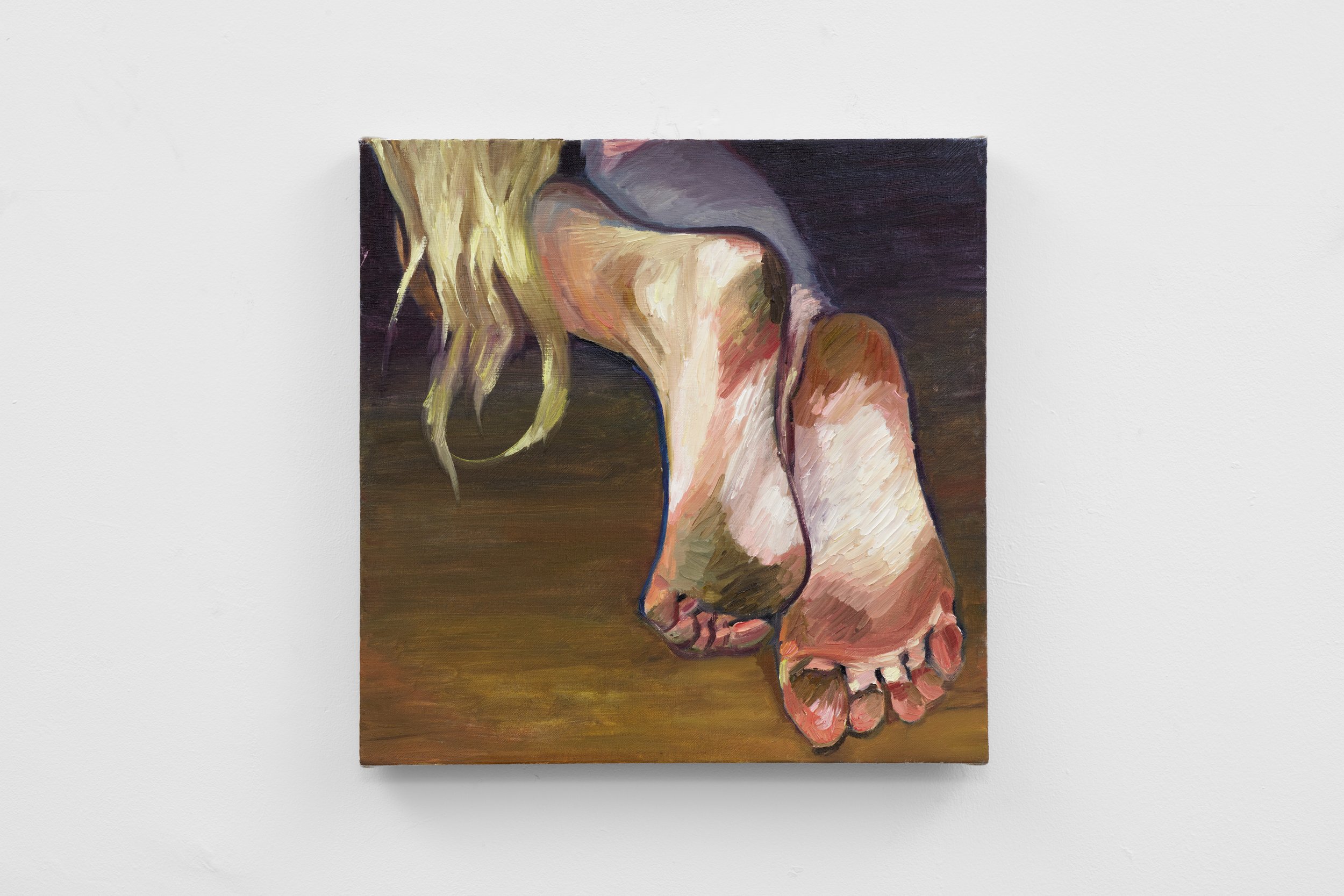 Athena Lemanska
Golden hair and digit filth (1218062123), 2023
Oil on linen
16 x 16 inches
40.6. x 40.6 cm