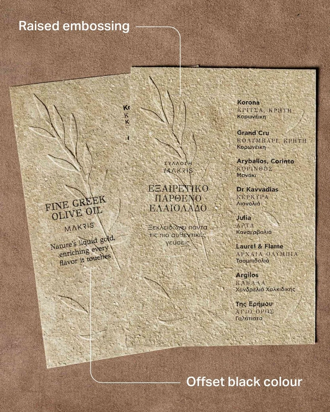 Makris Fine Dining Restaurant: Visual Identity

Experience the elegance of Makris Fine Dining's visual identity, highlighted by distinct raised embossing and sleek offset black colour printing, creating a sophisticated look that beautifully blends tr