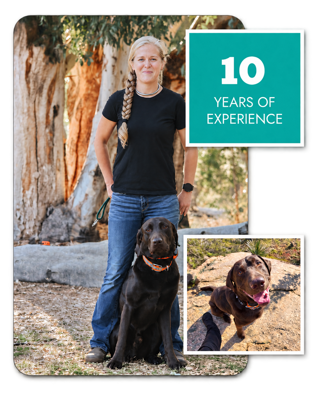 Katelyn outdoors with her dogs