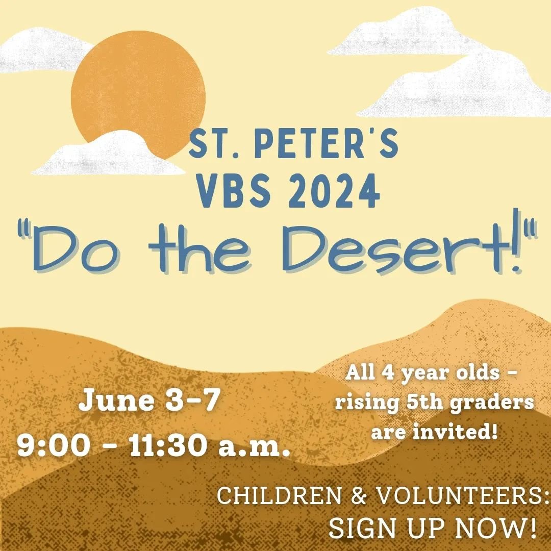We hope you can join us as we &quot;Do the Desert!&quot; and travel in search of the Promised Land. 4 year olds - Rising 5th Graders will celebrate our escape from Pharaoh, and Moses will sing for the Lord. Links to register can be found in the weekl