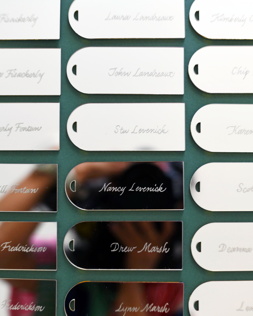 acrylic place cards hand engraved with guest names