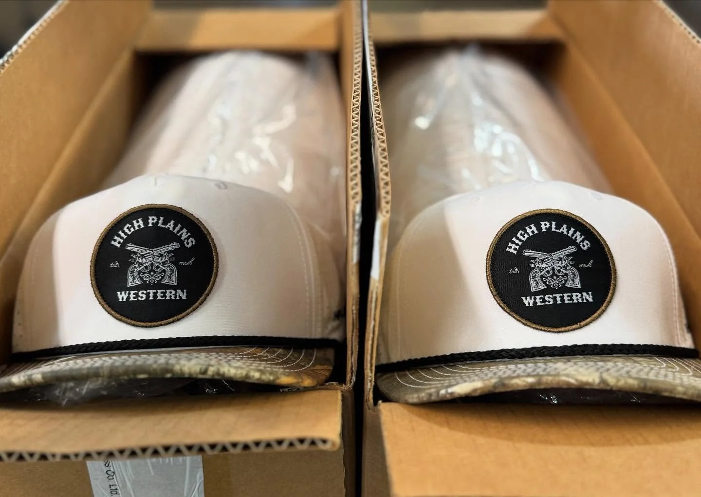 Our newest drop with @highplainslimited - white performance hats with the camo bill and thick black rope. Mmmm good.