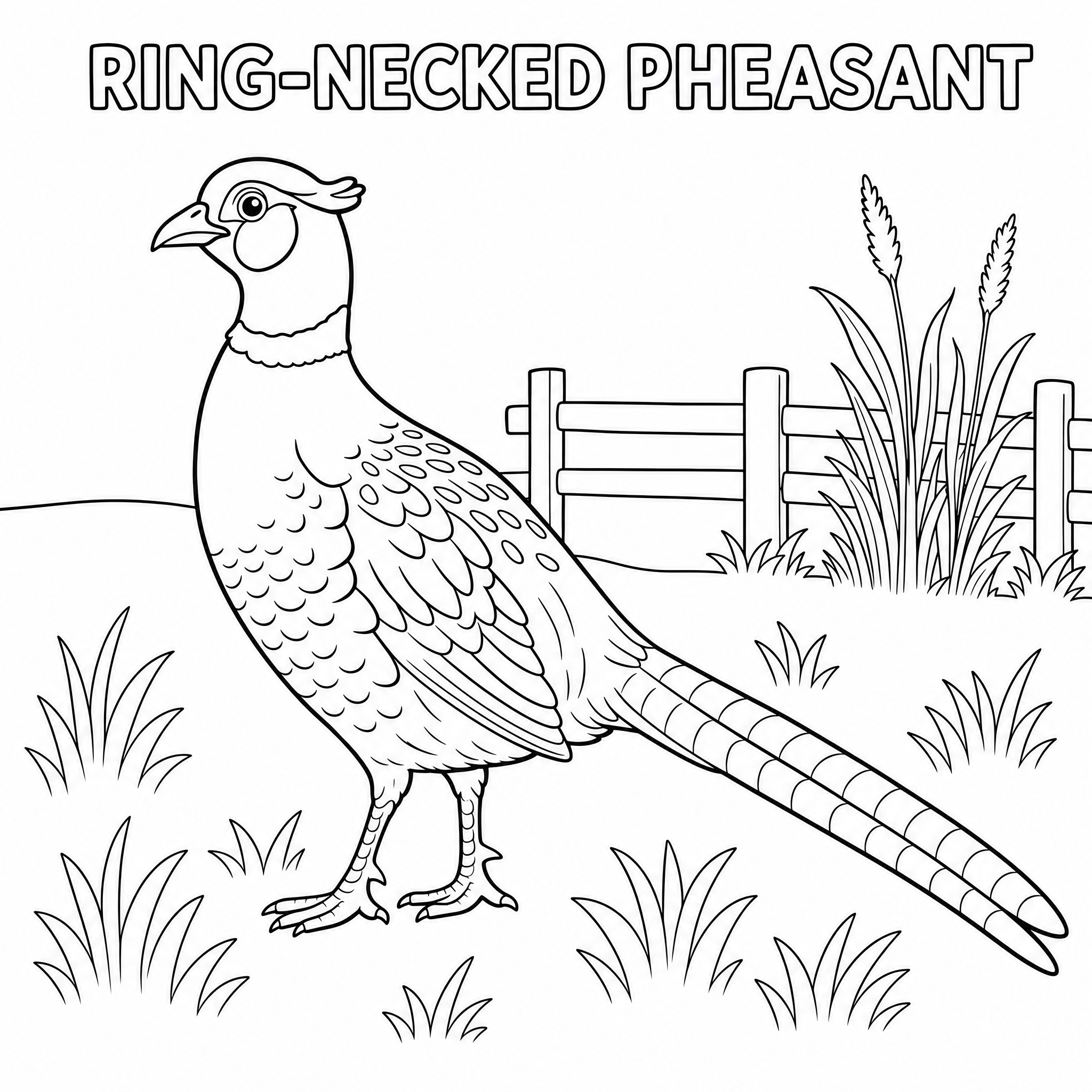 Midwestern Prairie Ring-Necked Pheasant Coloring page