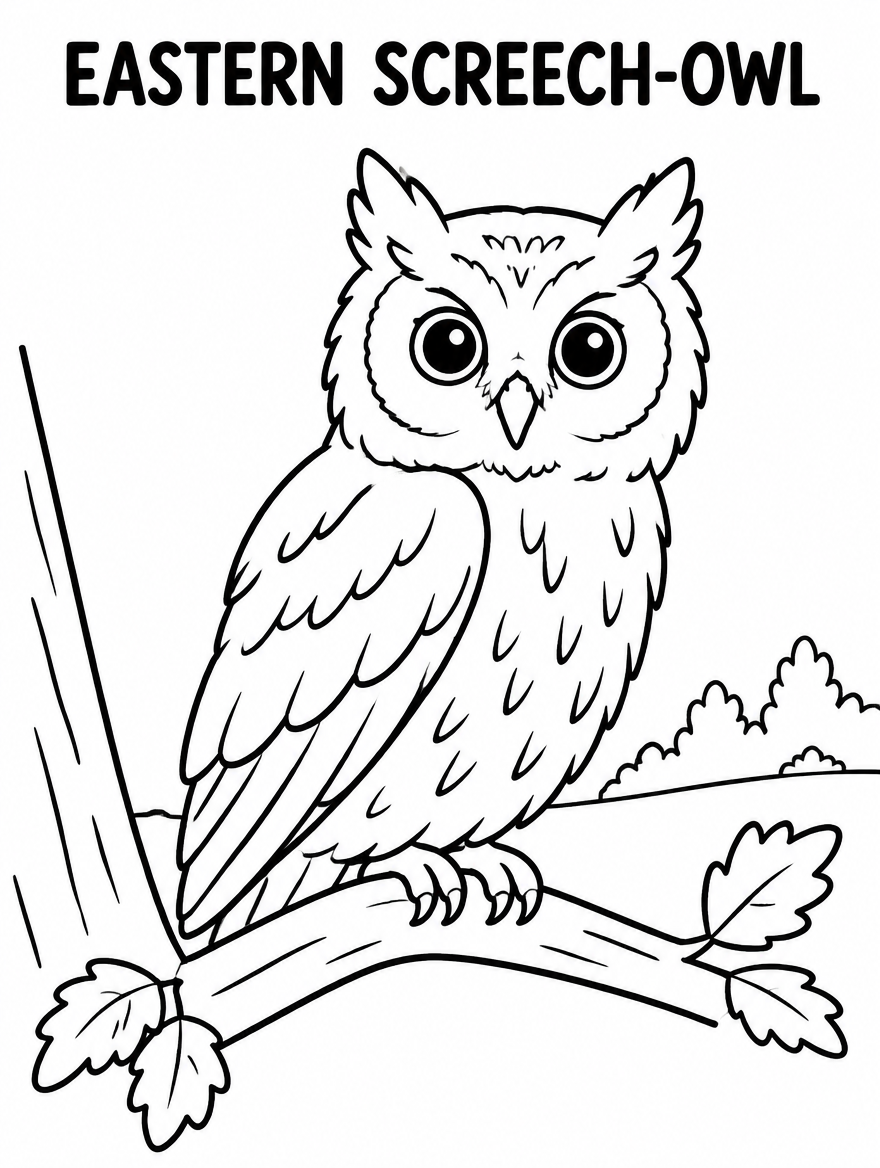 Midwest Forest animal Easter Screech Owl Coloring page