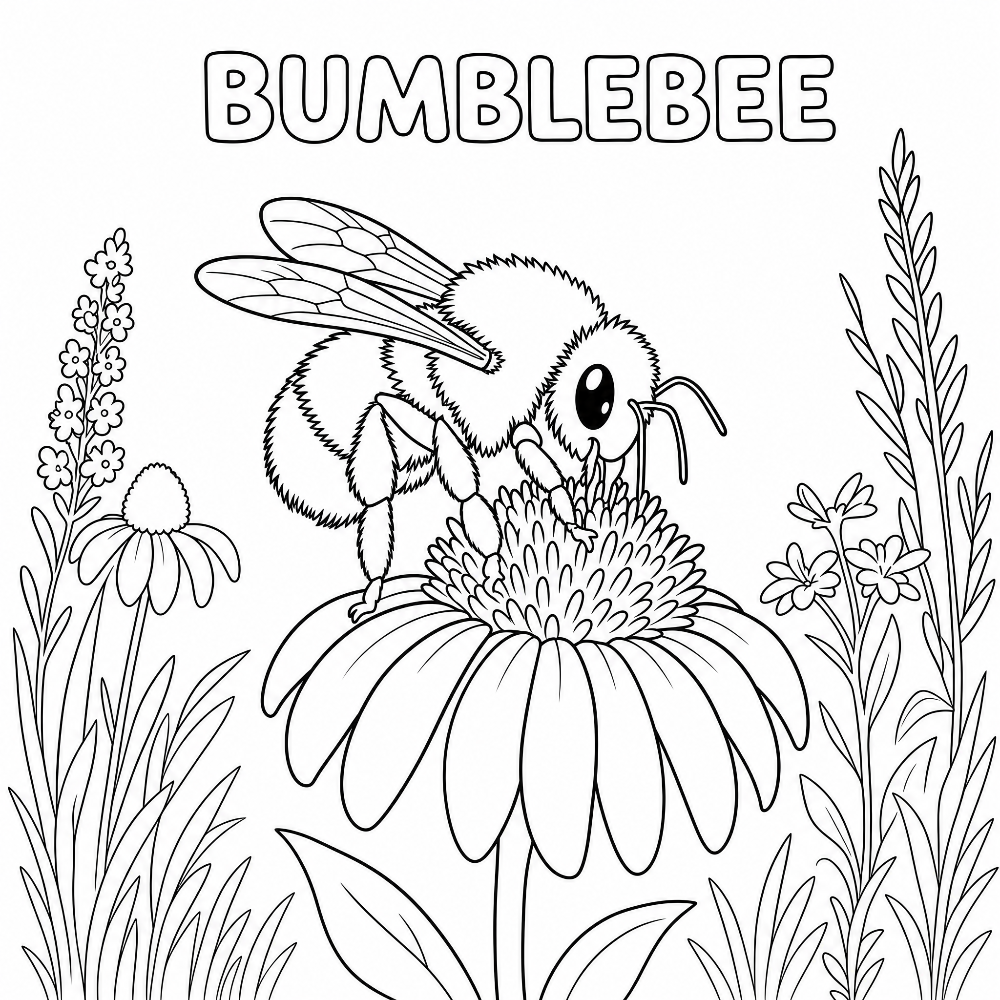 Native Prairie Bumble bee coloring page