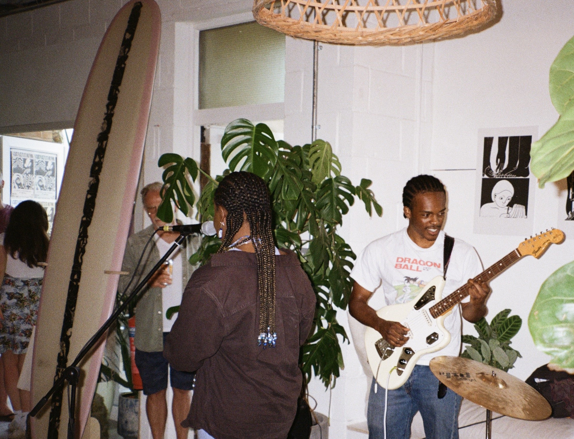 Performing in a surfboard factory, Cornwall