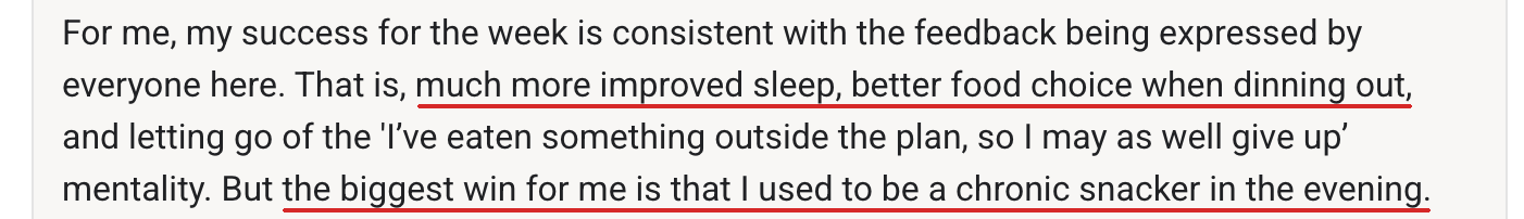 Client testimonial: better sleep and no more evening snacking
