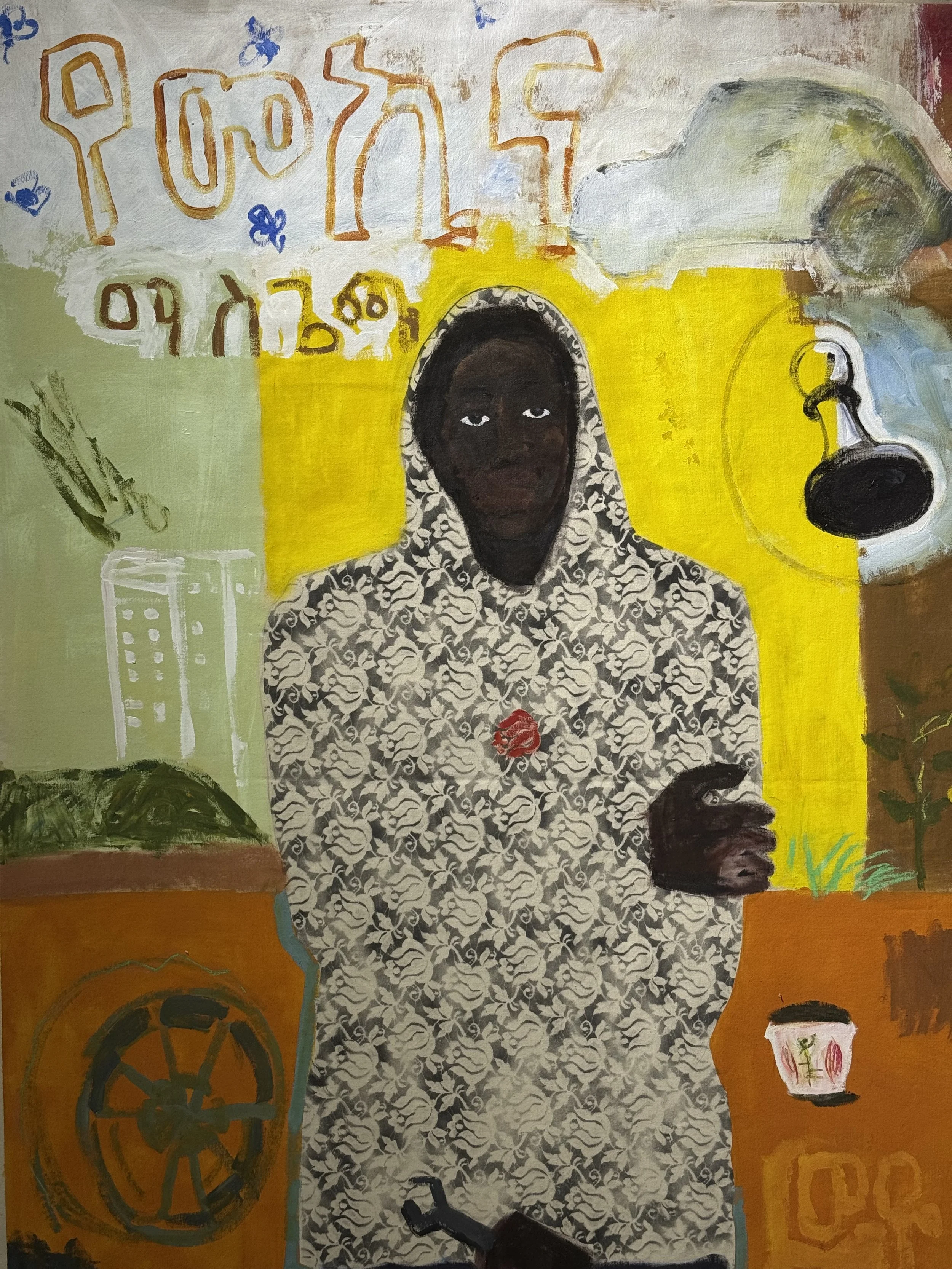 ወዬ ወዬ (car decor)

Medium: Mixed Media on canvas
Year : 2025

Size: 160x120cm
Price: 130,000ETB