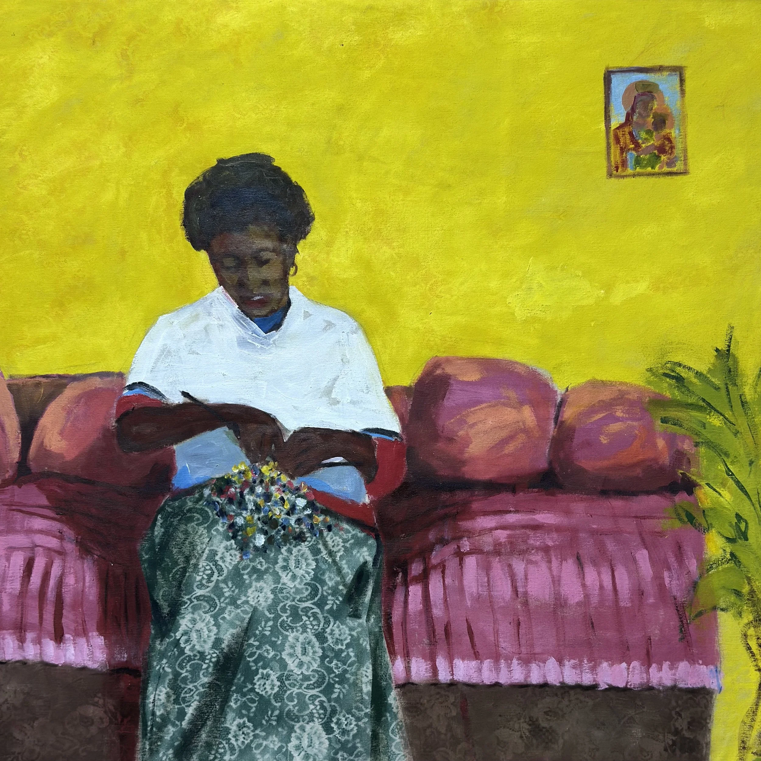 The single mother of two children

Medium: Mixed Media on canvas
Year : 2025

Size: 100x110cm
Price: 80,000ETB