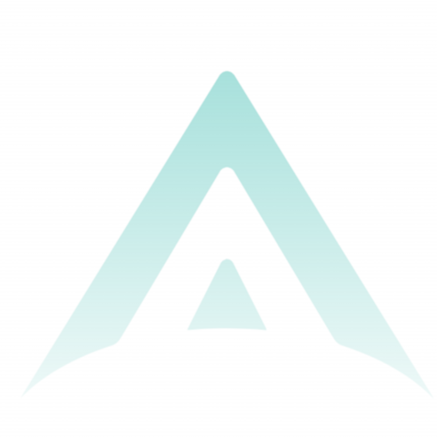 A large, stylized letter 'A' in a gradient light blue color.