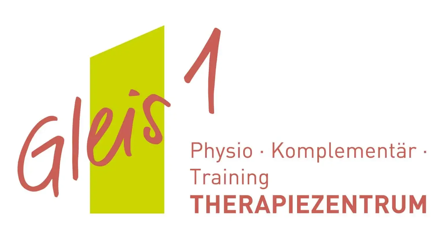 Logo eines Therapiezentrums Gleis 1 mit Text: Physio, Komplementär, Training, GleiS, Therapeutisches Zentrum.