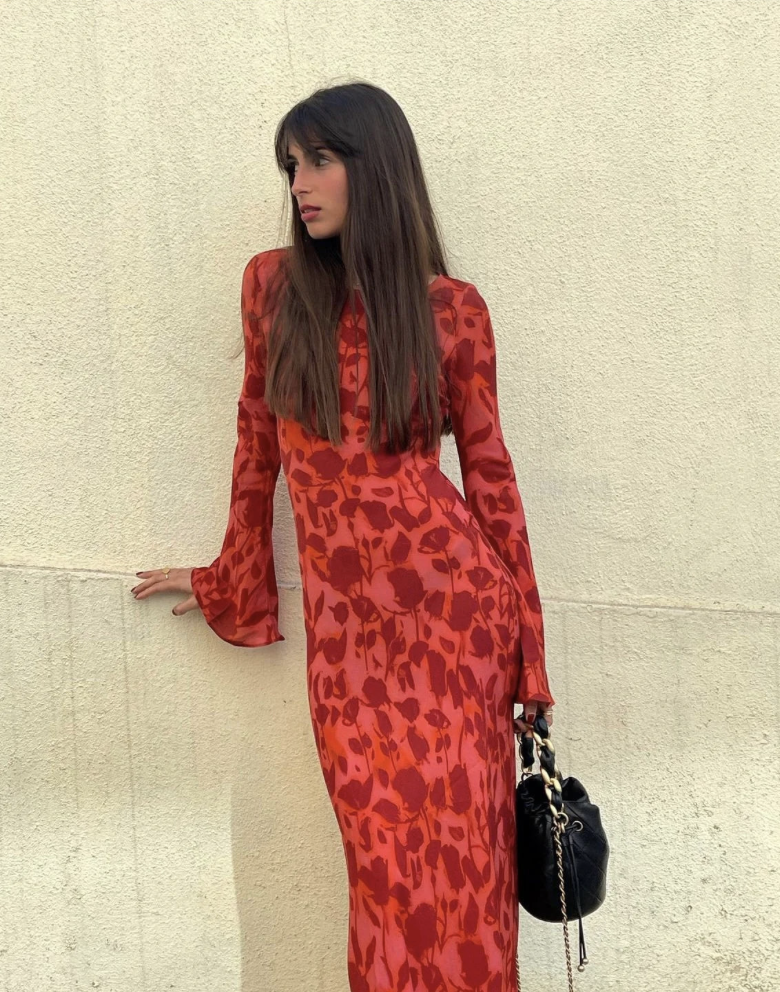 realisation par long sleeve red dress The Gia - Havana