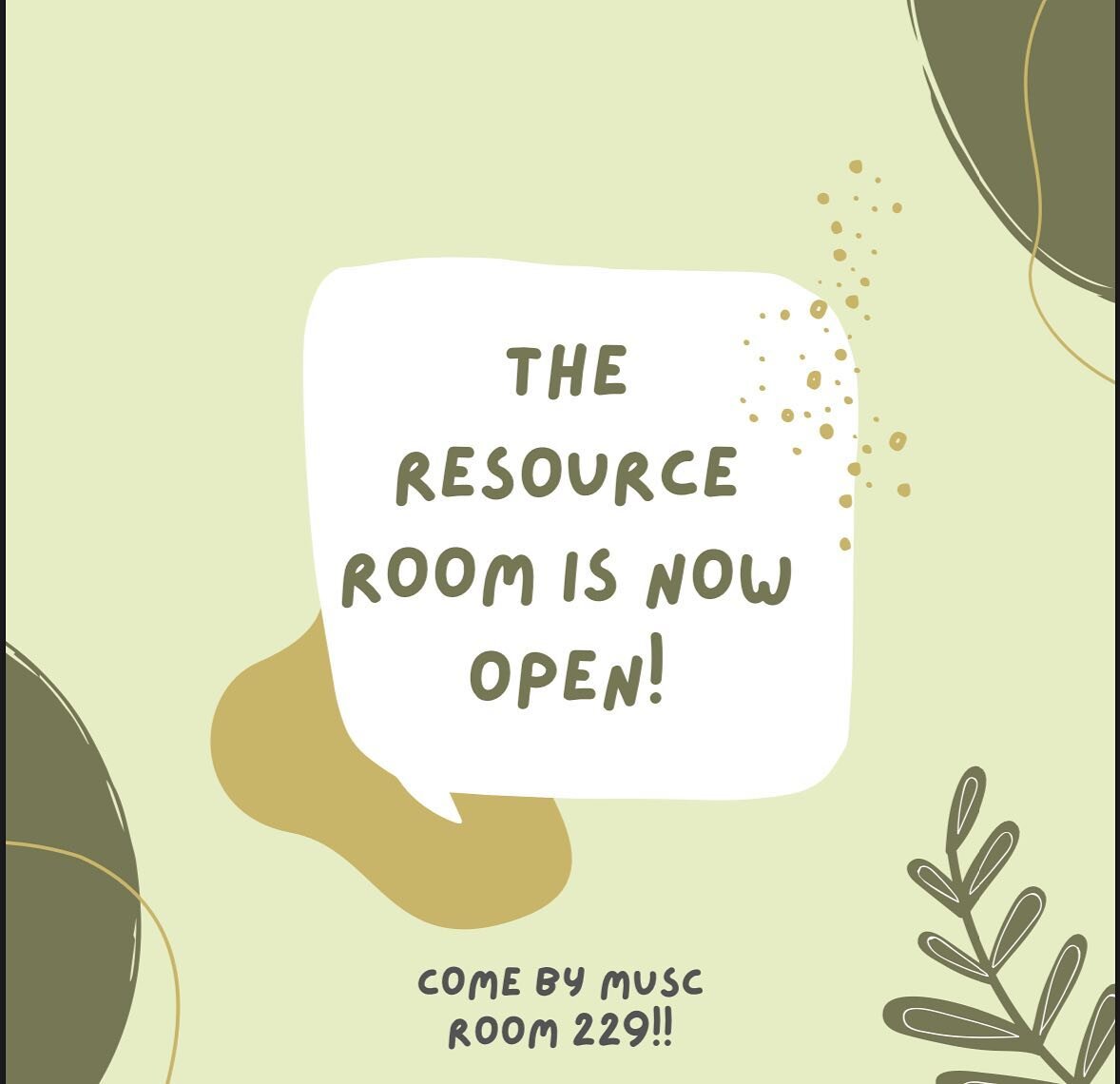 Resource room is open now! Come check it out!!!