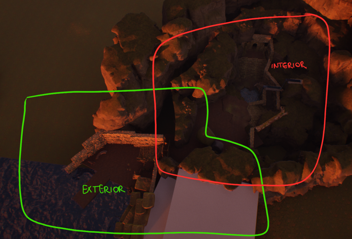 separated the levels and set up levelstreaming for optimisation