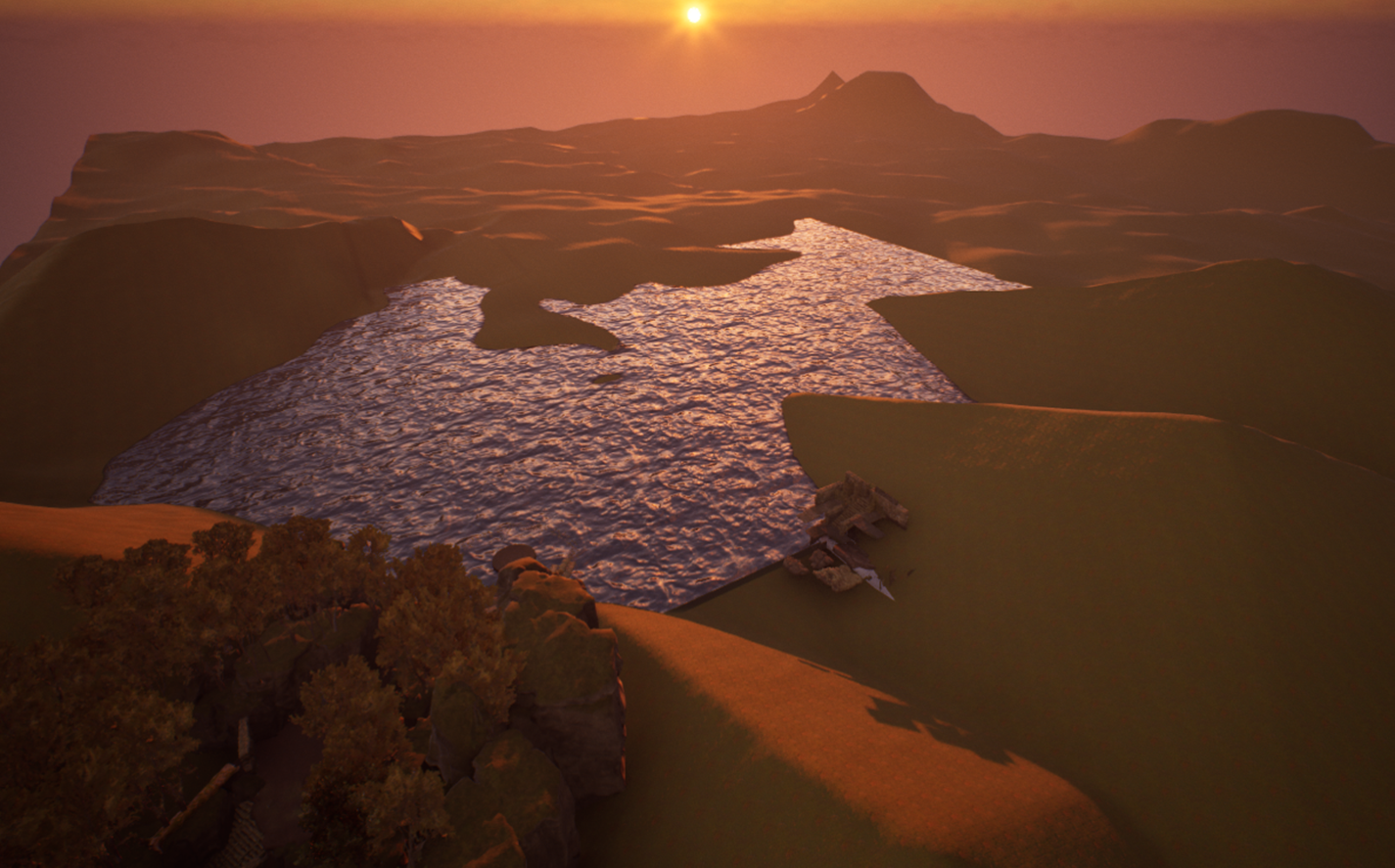 initial landscape: combined real life height textures from Scotland from tangram with the landmass blueprint brushed to get this result