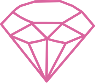 Pink diamond icon representing creativity, value, special moments, and unique art experiences at Pineapple Picasso in Cape Coral, Florida.