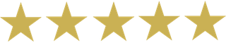Gold five-star rating icon representing positive reviews, customer satisfaction, and highly rated creative experiences at Pineapple Picasso in Cape Coral, Florida.