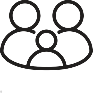 Black family icon representing family-friendly art activities and group experiences