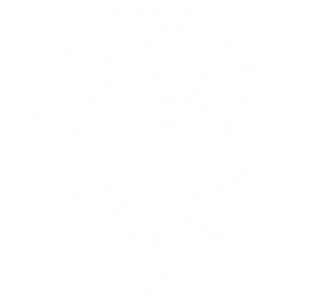 White rose icon representing romance, love, date nights, anniversaries, and Passion Prints couples experiences at Pineapple Picasso in Cape Coral, Florida.