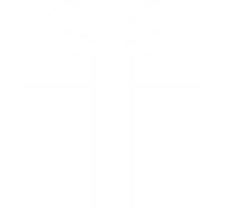 White gift icon representing gift certificates, creative presents, special occasions, and Pineapple Picasso art experiences in Cape Coral, Florida.