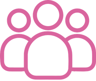 Pink group icon representing art classes, private parties, and creative workshops
