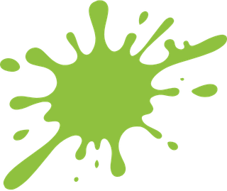 Green paint splatter icon representing Splatter Spot and creative art activities