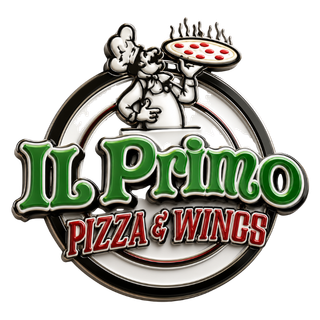 Il Primo Pizza & Wings logo featuring a chef holding a pizza, representing the restaurant partner for Pineapple Picasso events and local Cape Coral community connections.