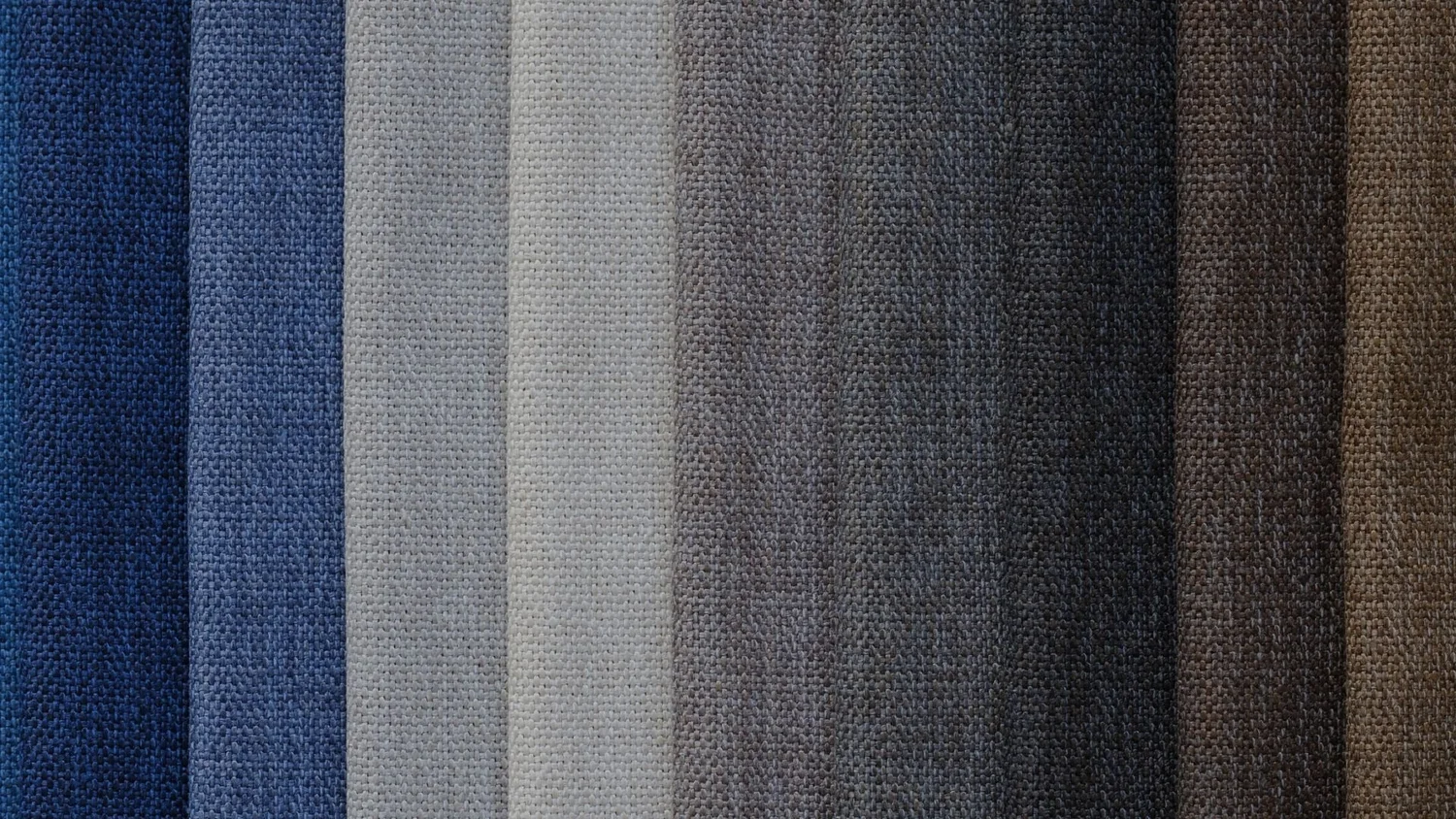 Fabric samples in blues and greys